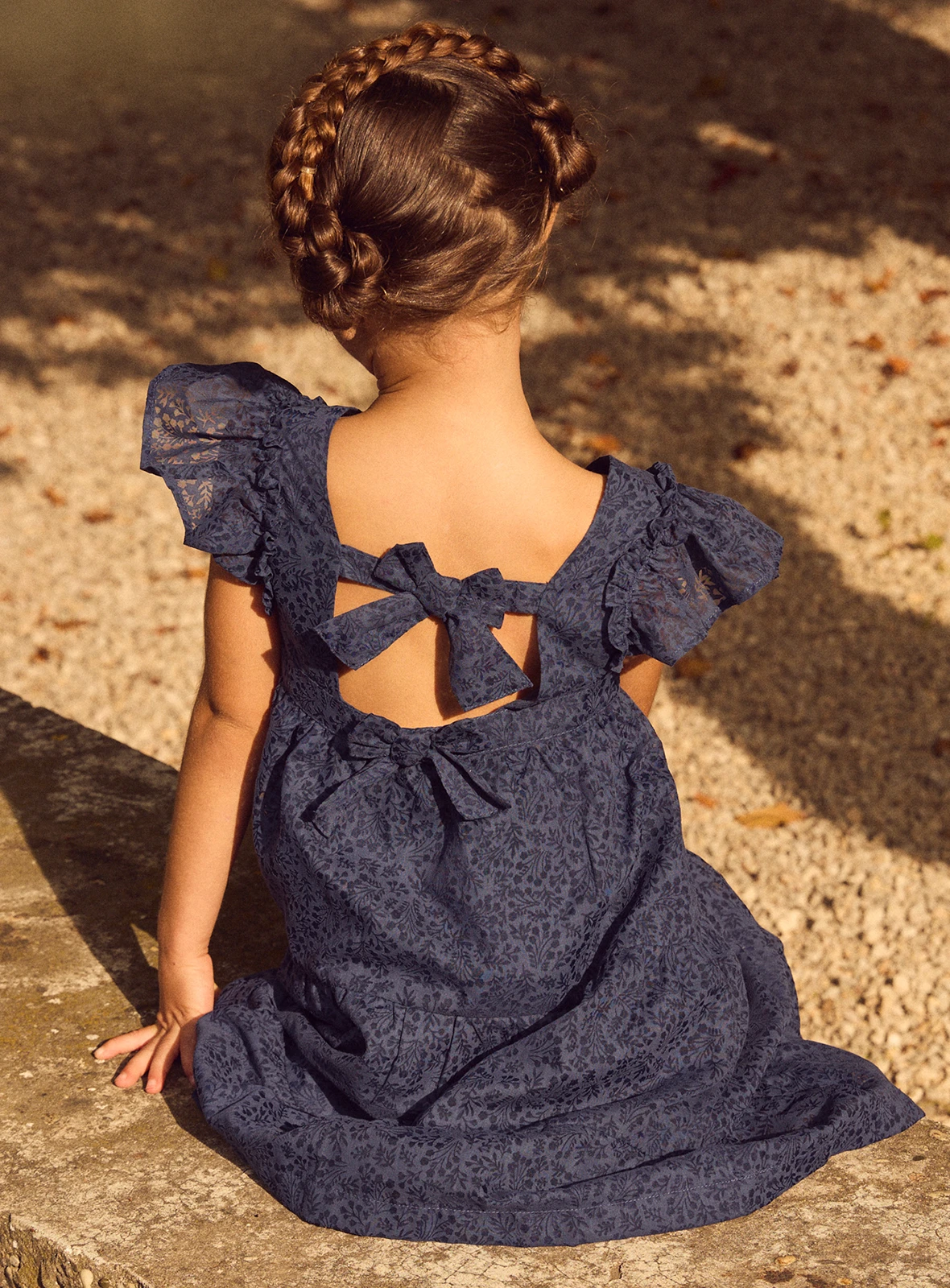 Sergent Major - Collezione Cerimonia : Abito blu navy in velo floreale